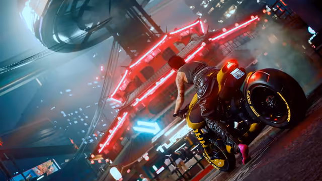 Cyberpunk Neon Motorcycle Urban Speed