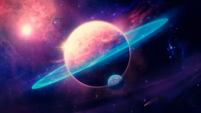 Ringed Planet in Cosmic Space