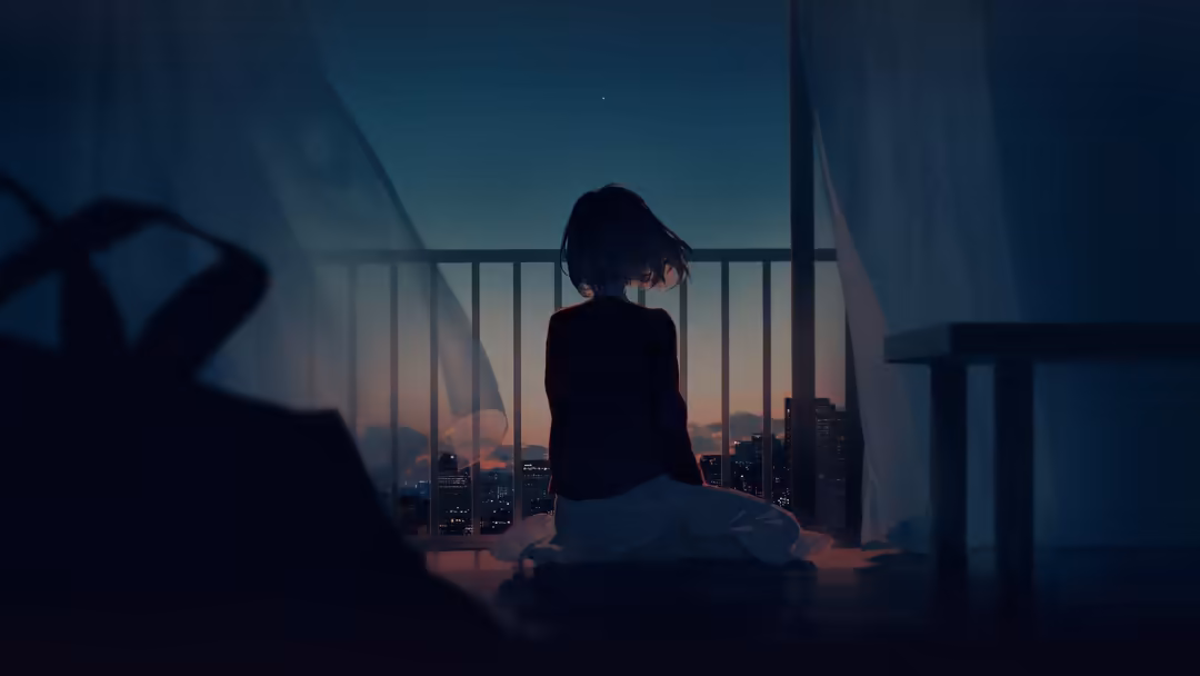 Solitary Figure Overlooking Neon Cityscape — horizontal dark aesthetic Full HD wallpaper