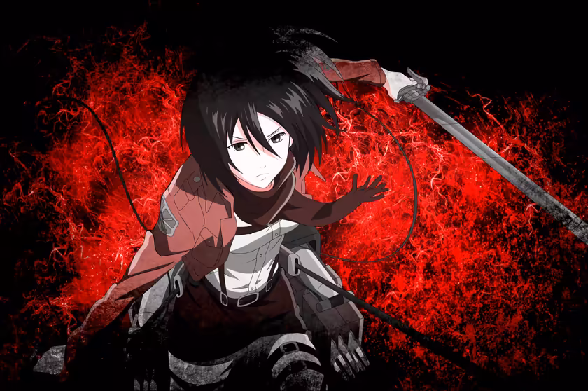 Mikasa Ackerman Red Fire Warrior