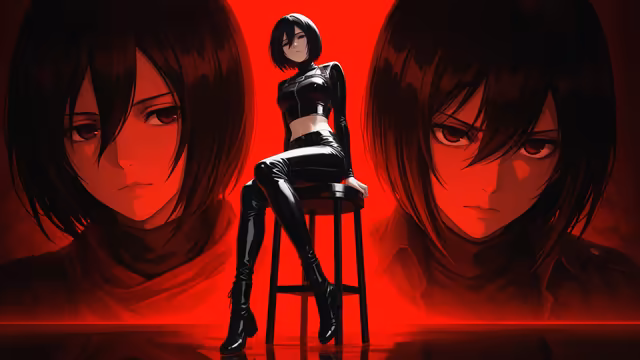 Mikasa Ackerman Red Neon Dark