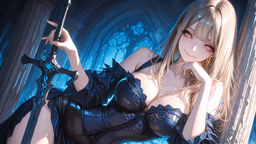 Dark Fantasy Warrior With Glowing Sword