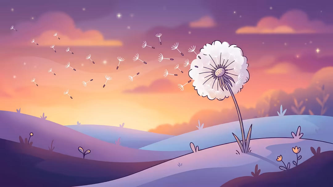 Dandelion Seeds Floating Sunset Sky — horizontal sunsets 4K wallpaper