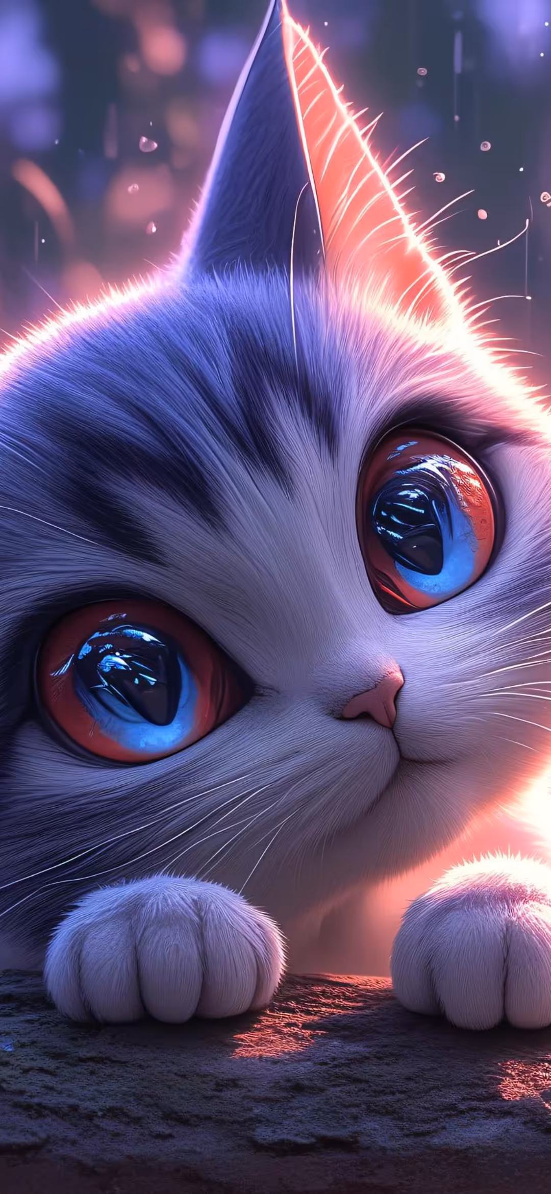 Neon Cat With Glowing Eyes — vertical cats Full HD wallpaper