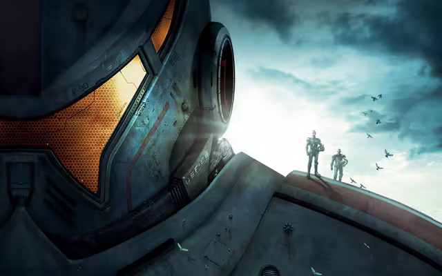 Armored Soldier Overlooking Dystopian Landscape