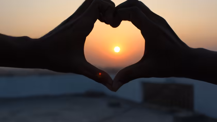 Friendship Heart Sunset Silhouette