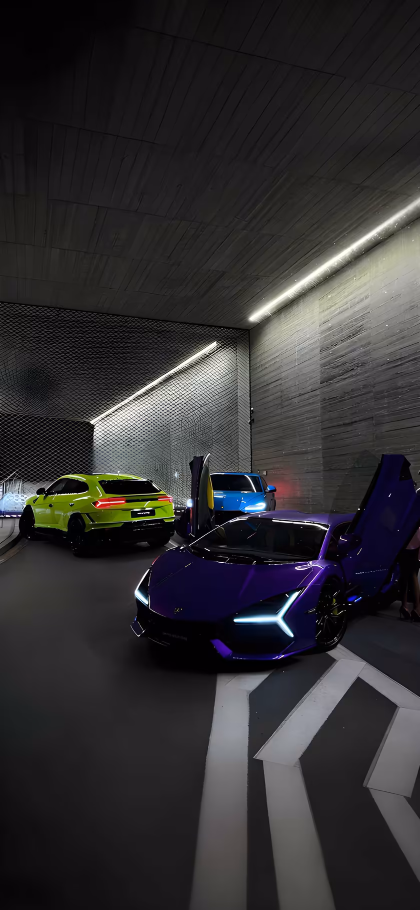 Neon Supercars Modern Garage
