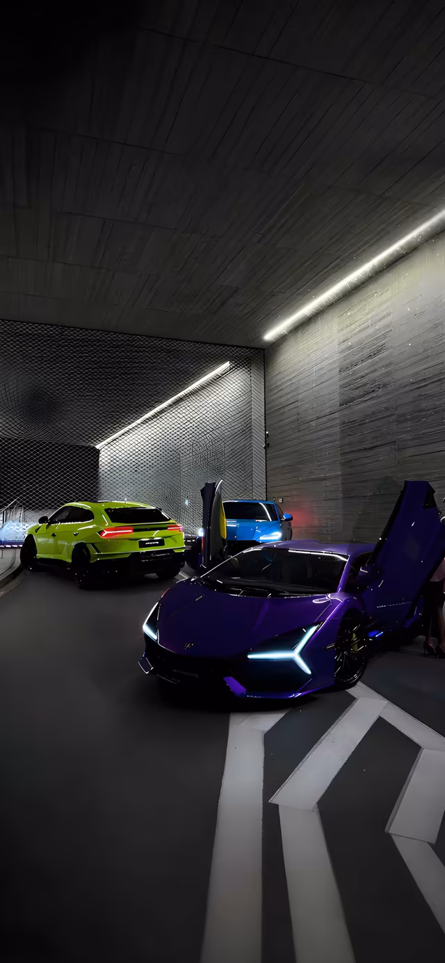 Neon Supercars Modern Garage