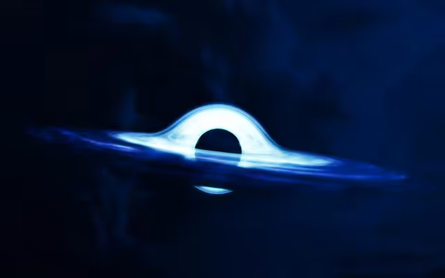 Black Hole Glowing Blue Accretion Disk