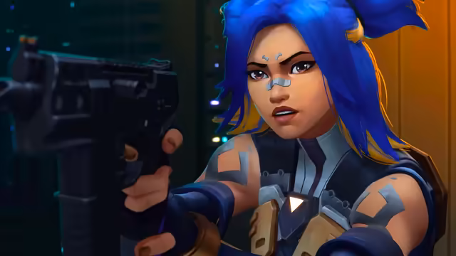 Neon Valorant Agent Blue Hair