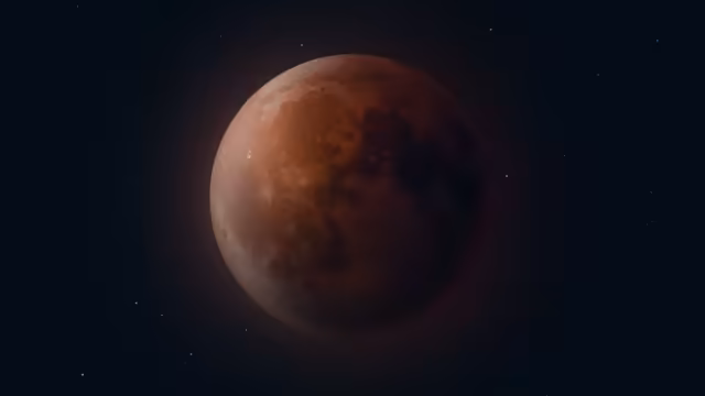 Blood Moon In Starry Sky