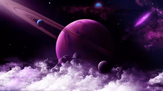 Purple Planet In Cosmic Space
