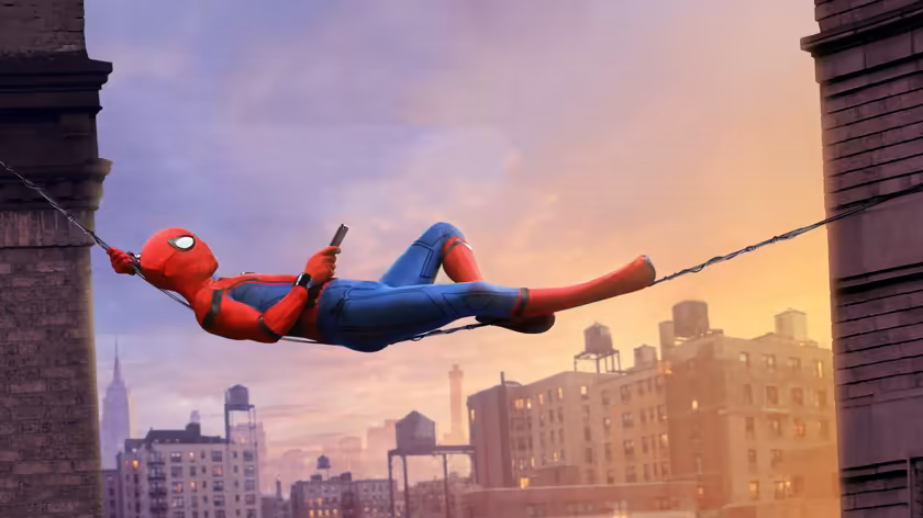 Spider-Man Swinging Sunset City
