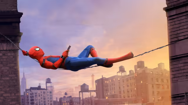 Spider-Man Swinging Sunset City