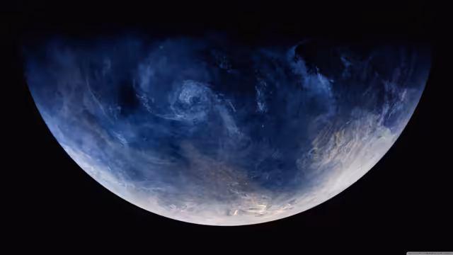 Blue Earth Planet Against Black Space