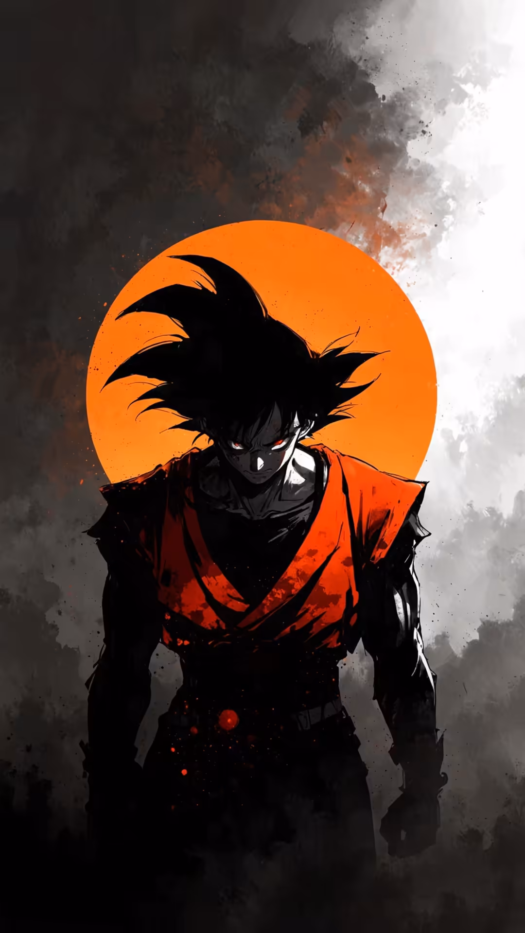 Anime Warrior Spirit Orange Sun — vertical anime boy QHD wallpaper