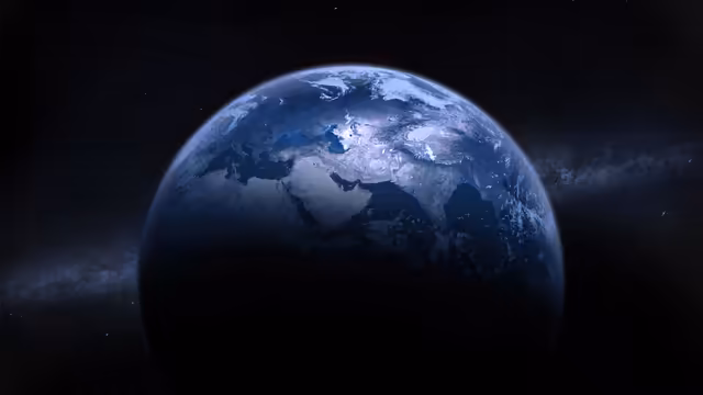 Earth In Starry Space Night