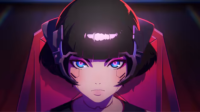 Cyberpunk Neon Anime Girl Digital