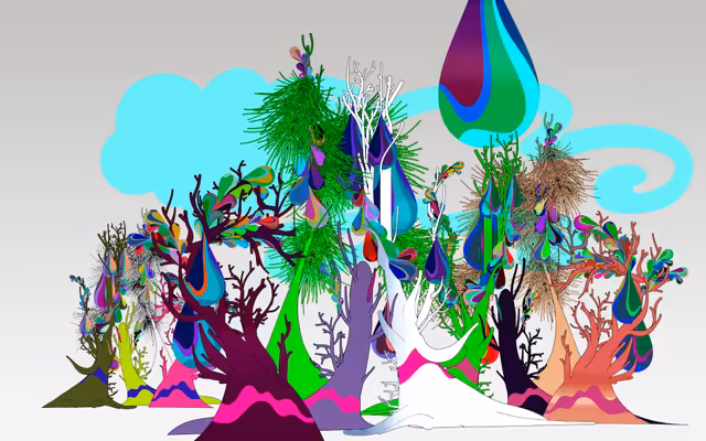 Colorful Fantasy Garden Nature Art
