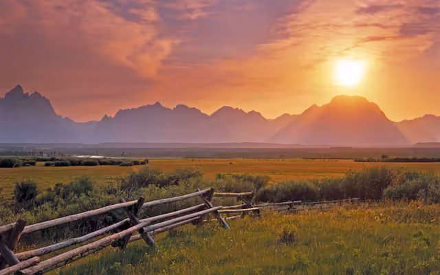 Golden Sunset Over Mountain Valley