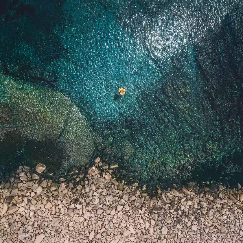 Aerial View of Turquoise Waters