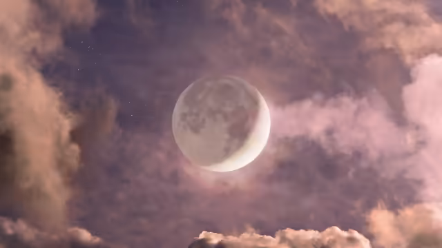 Full Moon Through Pink Clouds