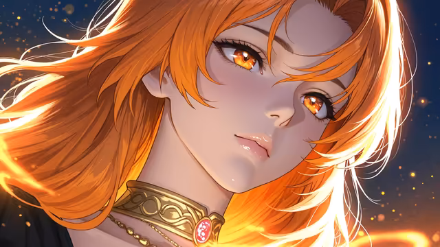 Glowing Fire Spirit Anime Portrait