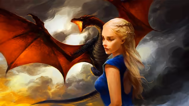 Dragon Warrior Woman Blue Dress