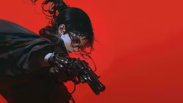 Cyberpunk Anime Girl Gunslinger