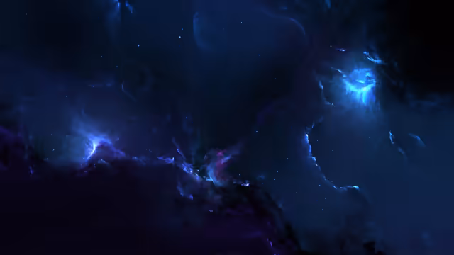 Glowing Blue Nebulae in Deep Space