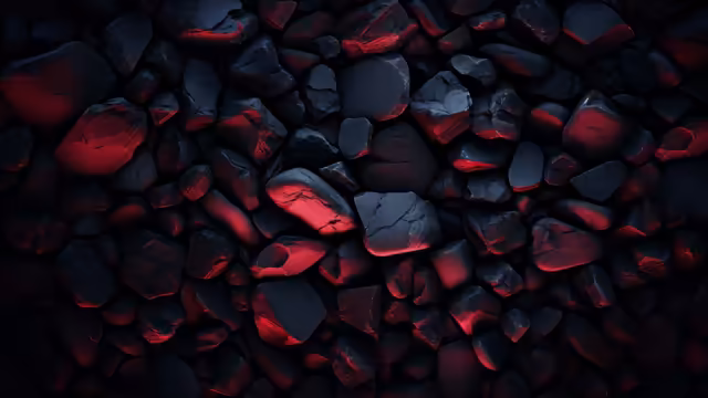 Black Rocks With Red Glow