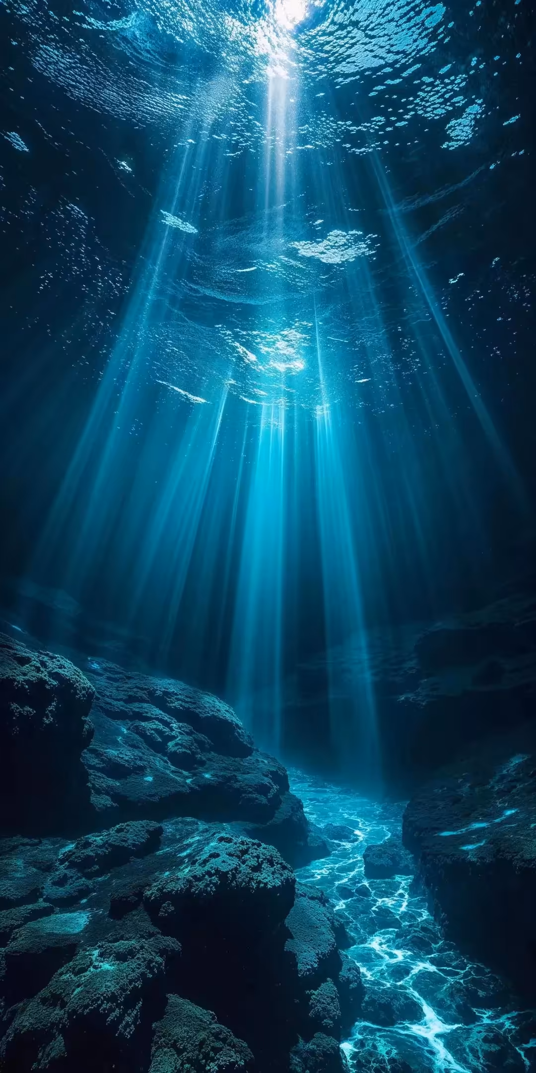 Sunlight Through Deep Ocean Waters — vertical beaches Full HD wallpaper