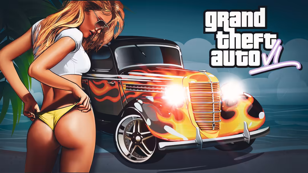 Flaming Hot Rod With Sunglasses Girl — horizontal gta Full HD wallpaper