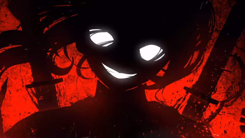 Anime Girl Glowing Eyes Red Dark