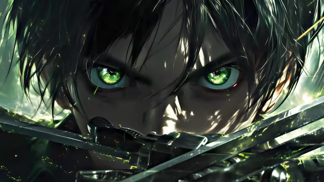 Eren Yeager Glowing Green Eyes