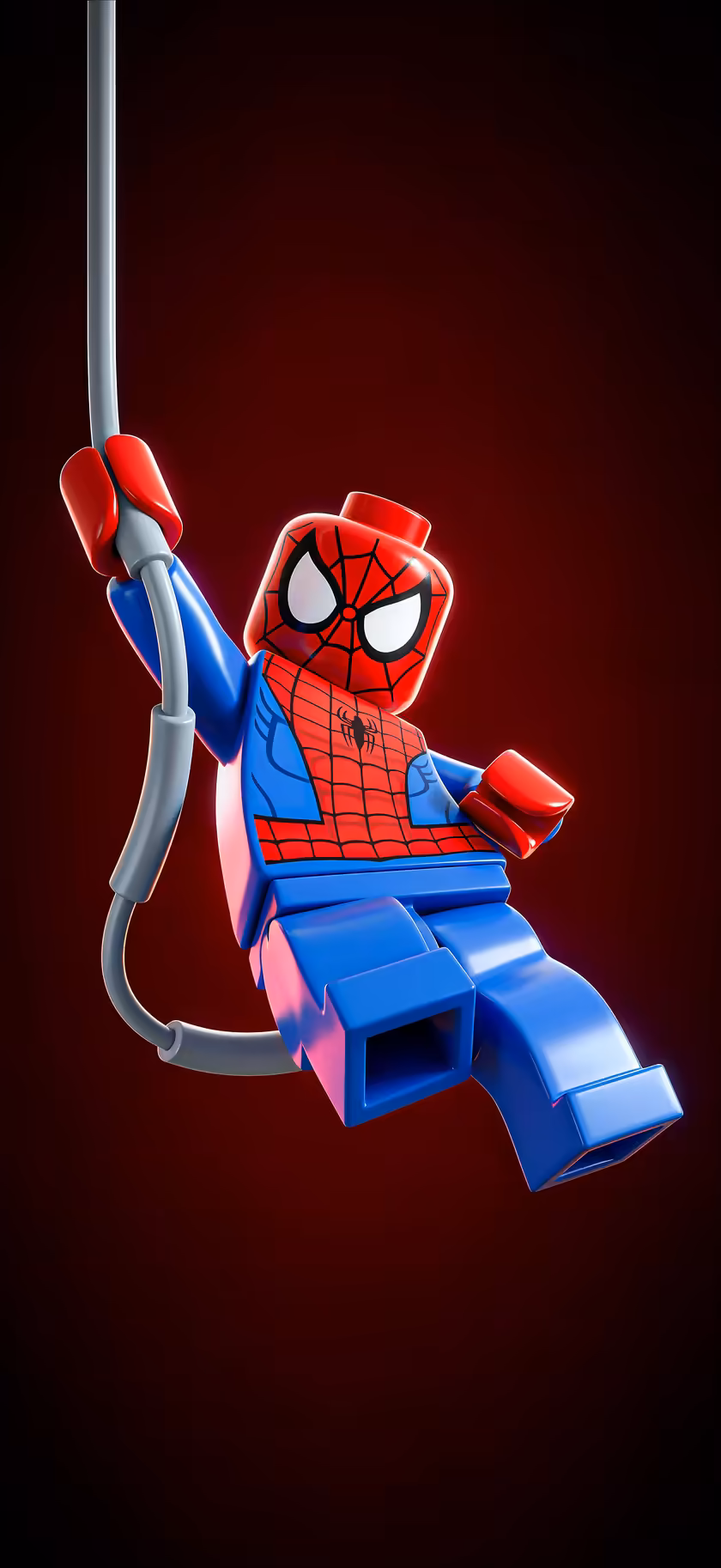 Dynamic LEGO Spider‑Man Swinging – Action Wallpaper