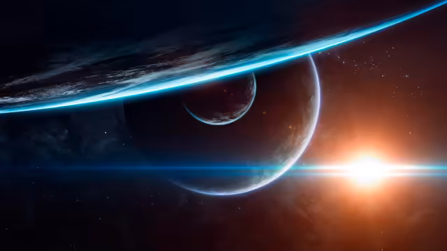 Celestial Planets With Glowing Atmosphere