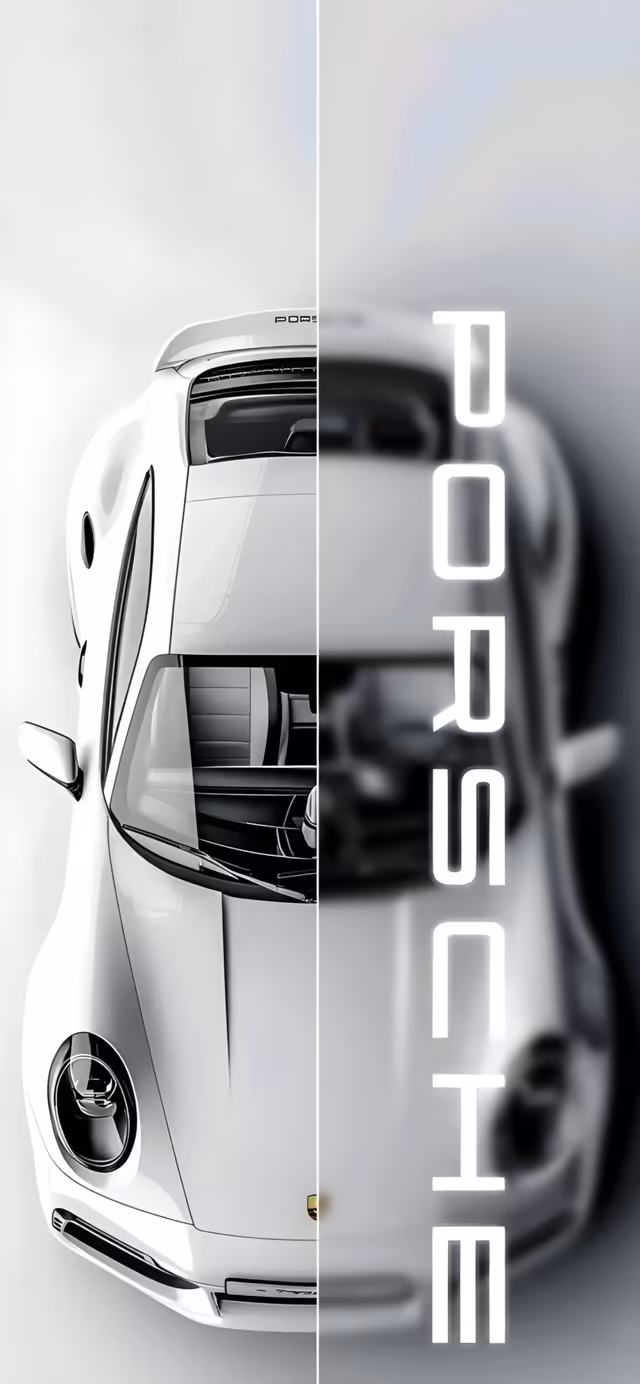 White Porsche Split View Design