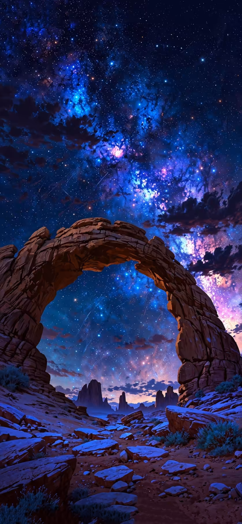 Stone Arch Galaxy Night Sky