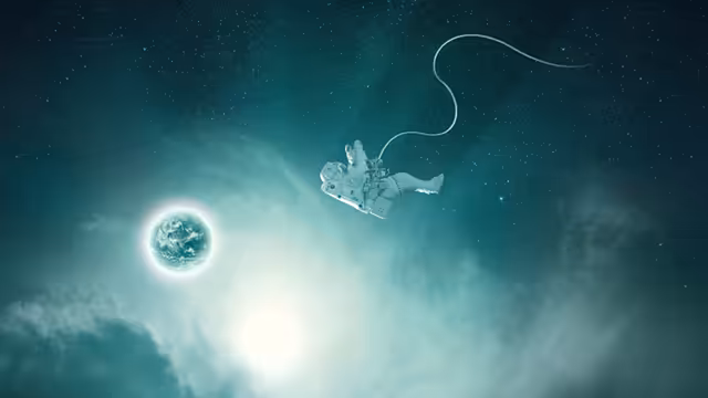 Astronaut Floating In Cosmic Space