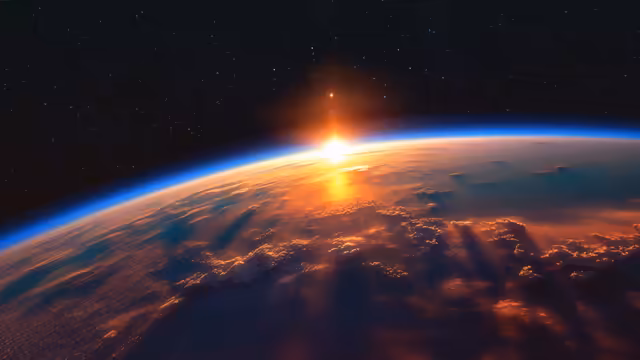 Earth Rising With Sunrise Glow