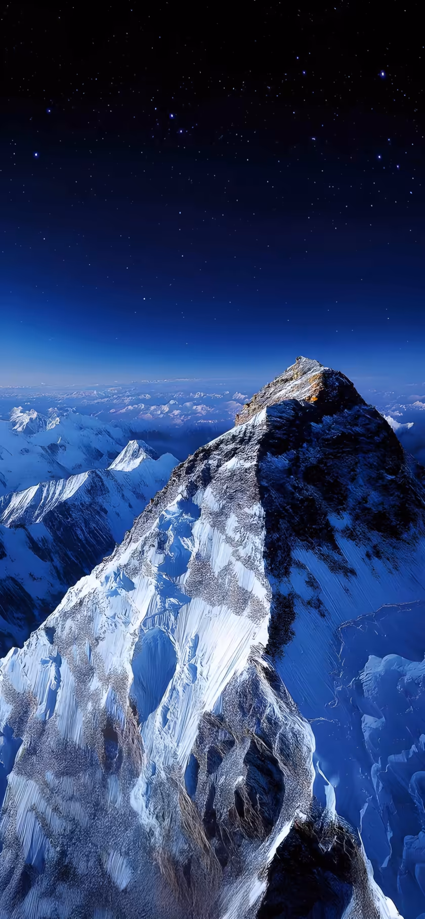 Snow Peak Mountain Starry Night Sky