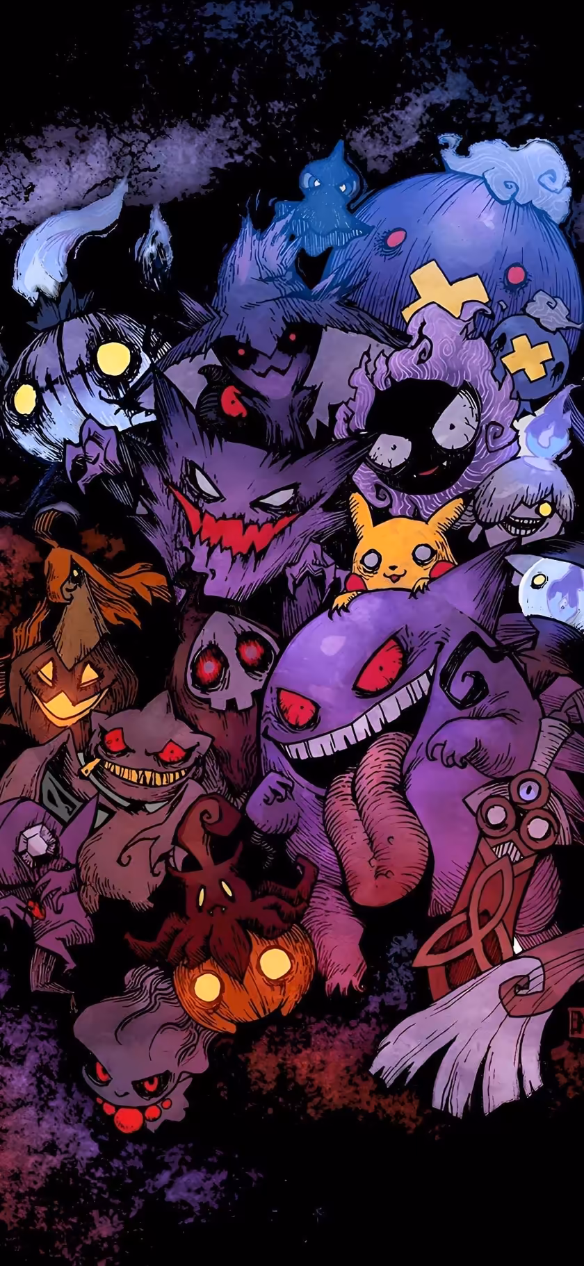 Spooky Ghost Pokémon Art — vertical cartoon Full HD wallpaper