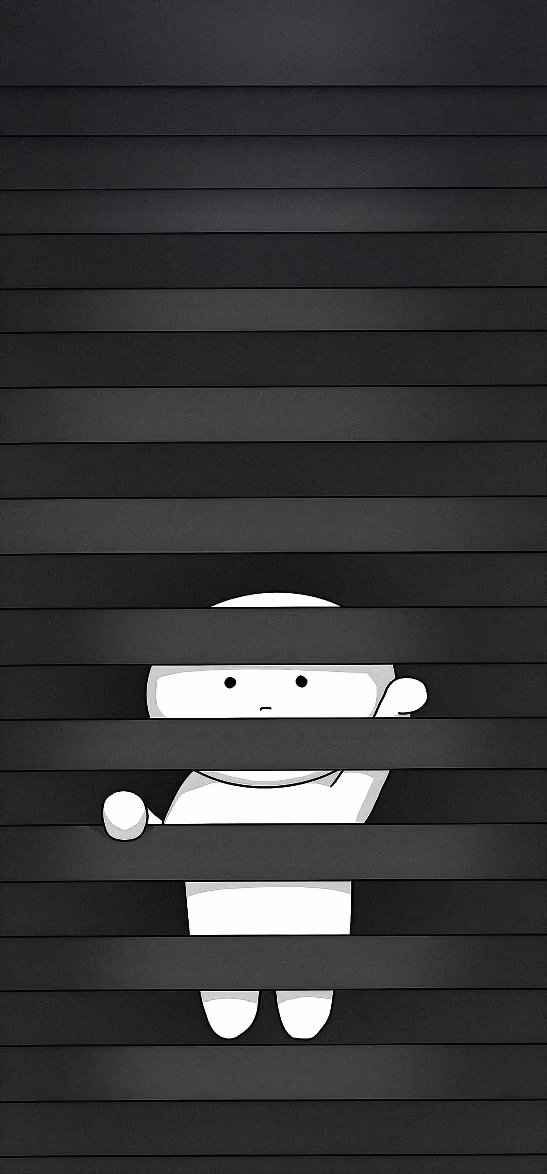 Minimalist Character Peeking Through Stripes — vertical line art Full HD wallpaper