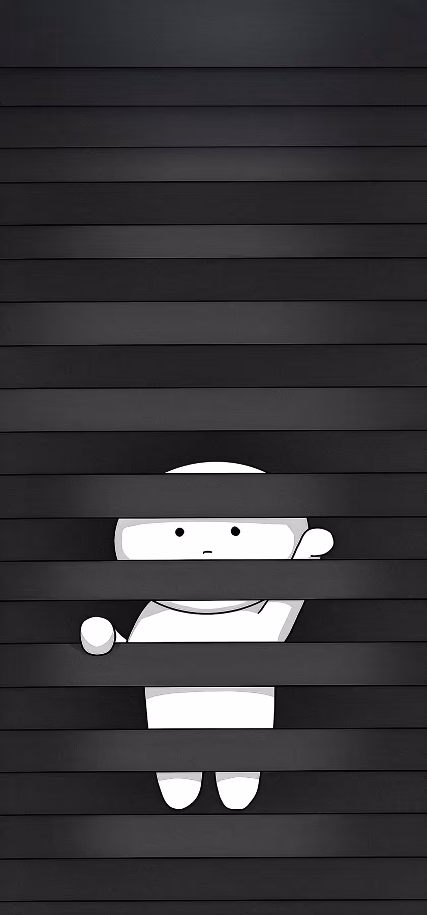 Minimalist Character Peeking Through Stripes