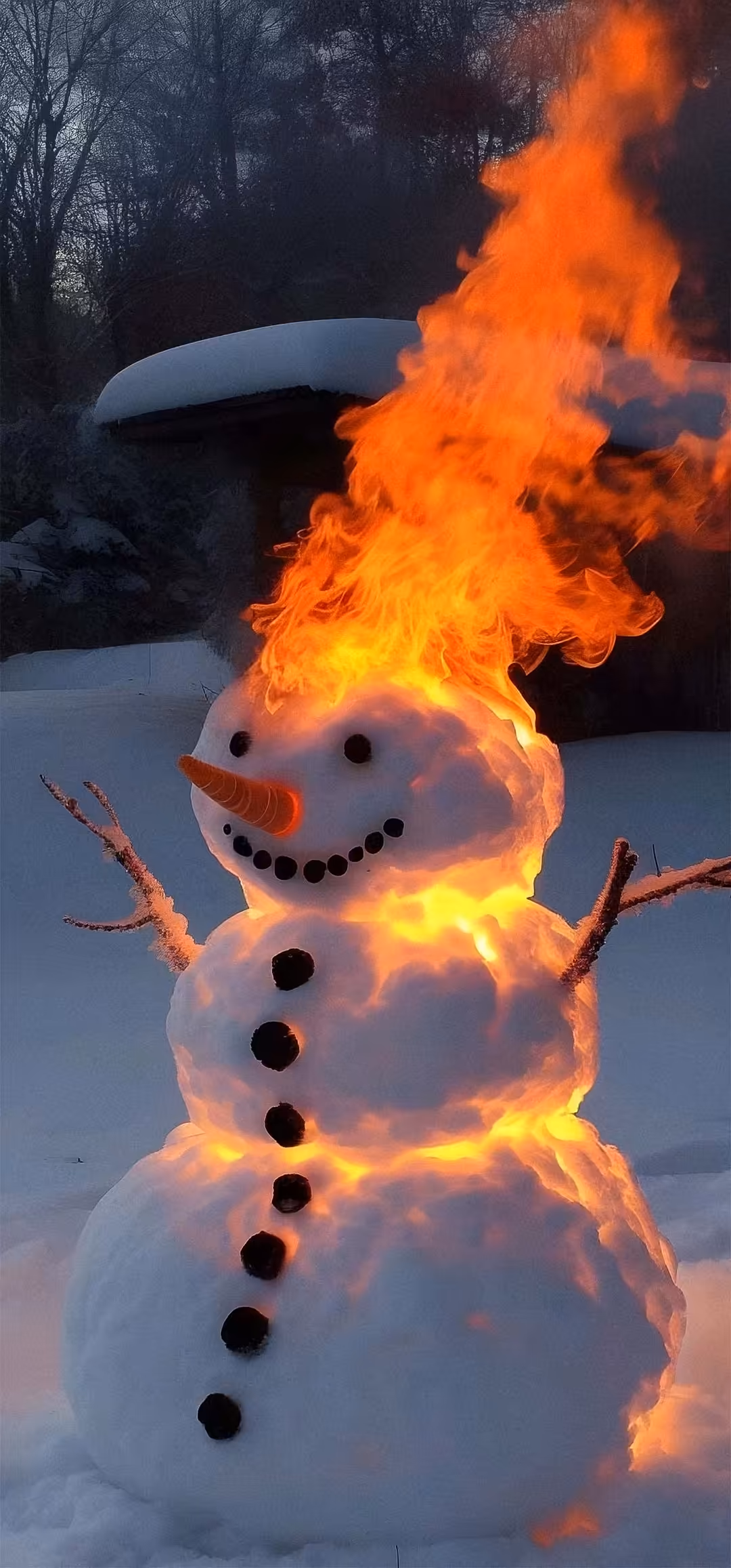 Flaming Snowman Art — vertical 🐱 cat Full HD wallpaper