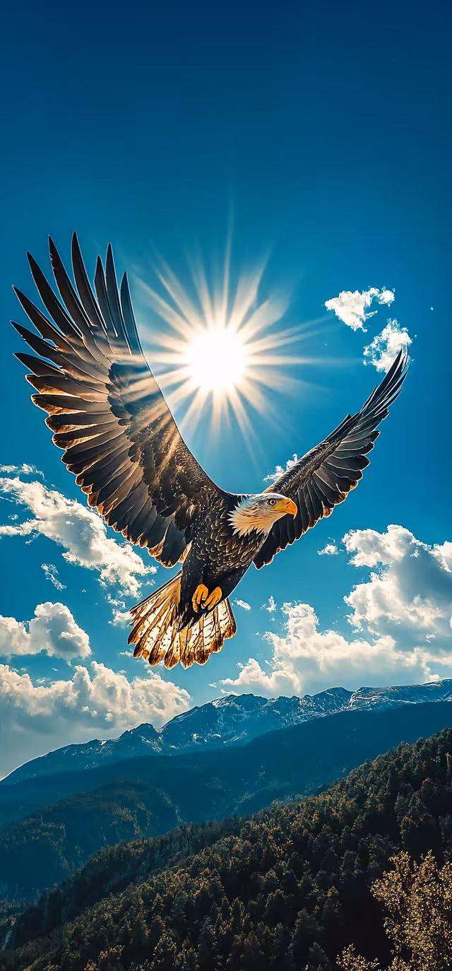 Majestic Eagle Soaring Mountain Sky