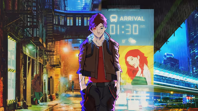 Cyberpunk Neon Anime Character Urban