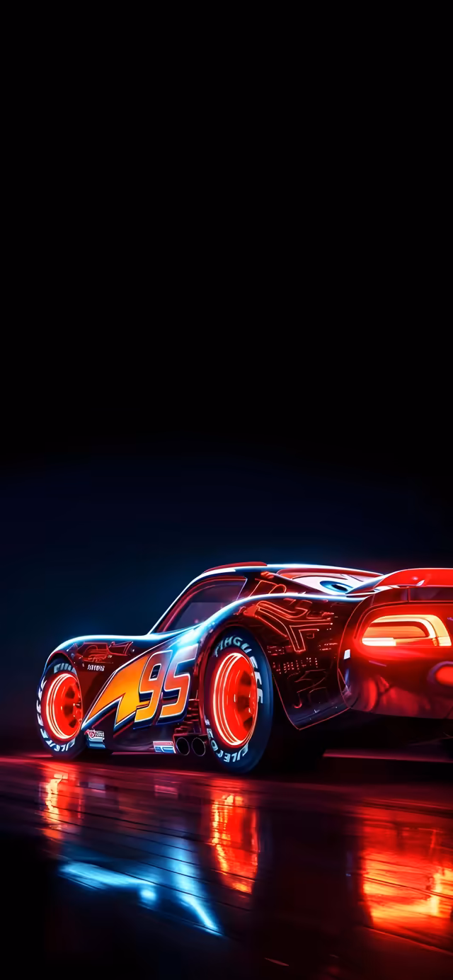 Neon Lightning Racing Car Dark