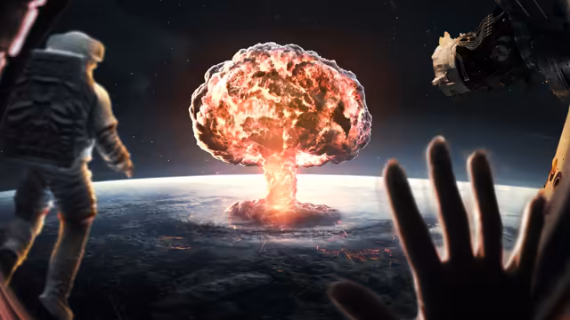 Nuclear Explosion Earth Space View